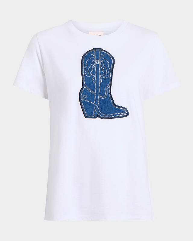 Crewneck Studded Denim Boot T